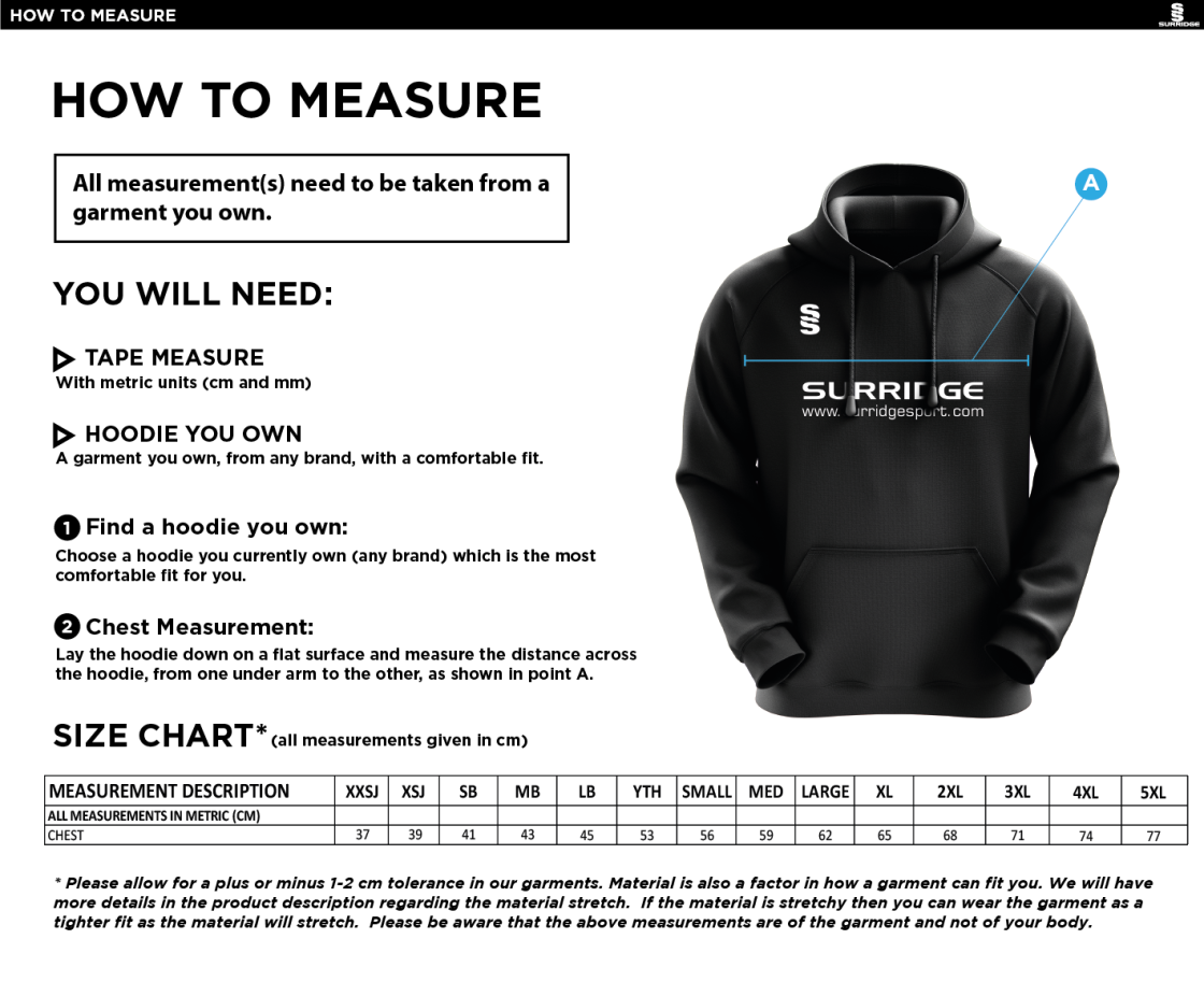 Birkenhead St Mary's - Fuse Hoody - Size Guide