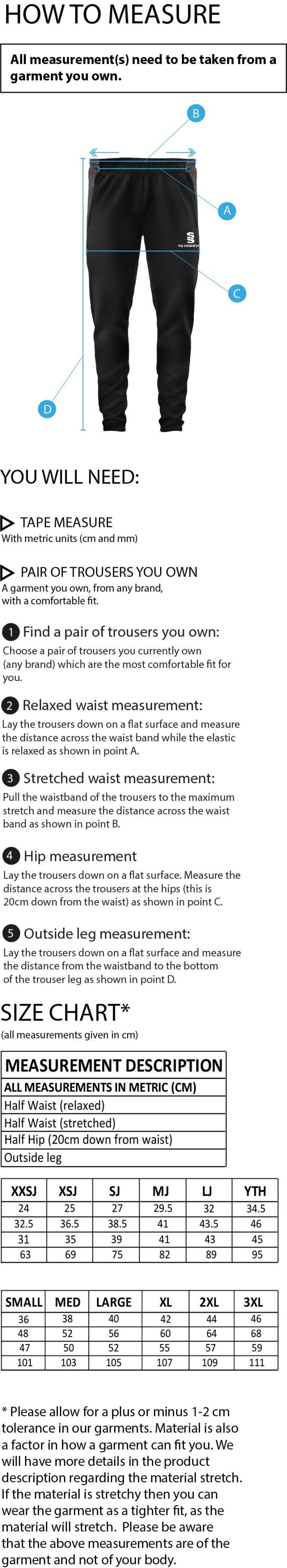 Birkenhead St Mary's - Dual Skinny Pant - Size Guide